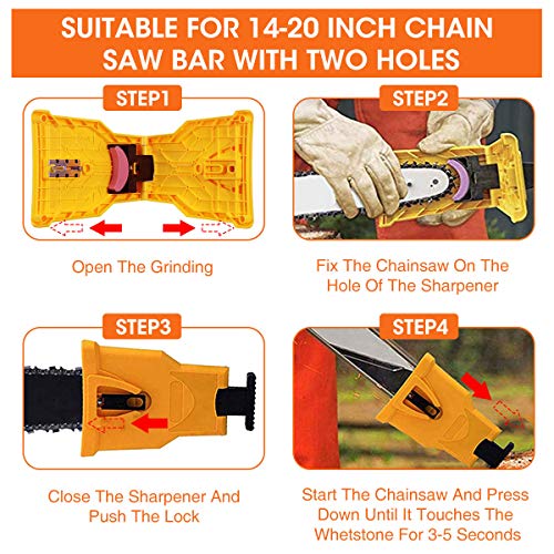 LIUMY Chainsaw Sharpener, Chainsaw Teeth Sharpener Work Sharp Chain Saw Sharpener Chain Saw Blade Sharpener (Fit for Chainsaw Bar with 2 Holes) - Lightweight, Portable and Safe