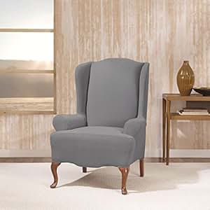 Amazon.com: Single Piece Storm Blue Wingback Chair ...