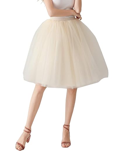 AIVTALK Damen Kurz Retro Rock Hohe Taile Tutu Rock Tüllrock Retro Ballett Blase Petticoat 50er Tutu Unterrock Tütü Crinoline 