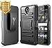 NageBee [Heavy Duty] Shock Proof [Belt Clip] Holster [Kickstand] Combo Case with [Tempered Glass Screen Protector] for ZTE Maven 3, ZTE Overture 3, ZTE Prelude Plus (4G LTE) (Black)