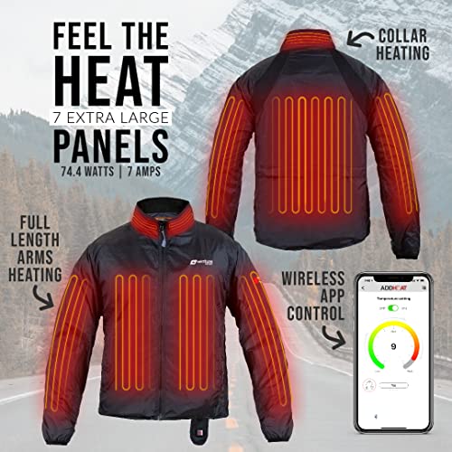 Venture Heat 12V Motorcycle Heated Jacket Liner with Bluetooth Control, 7 Heating Zones 78W