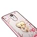 CaseHaven LG LV3, LG Aristo Case, Glitter Crystal Heart Floral Series - Slim Luxury Bling Rhinestone Clear TPU Case with Ring Stand for LG LV3/ LG Aristo MS210 - Rose Gold