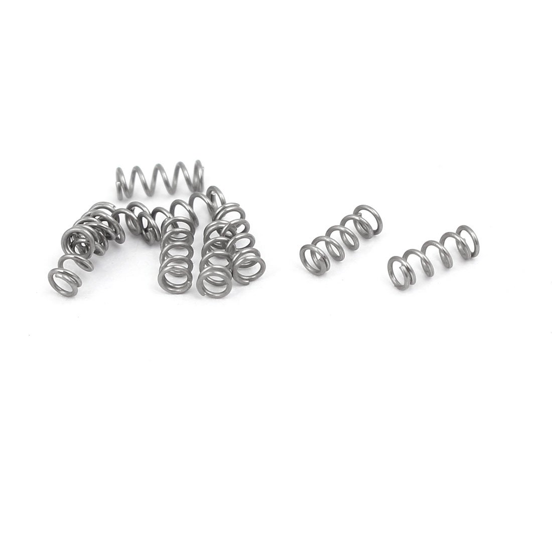 sourcingmap Compression Spring,304 Stainless Steel,2mm OD,0.3mm Wire Size,5mm Free Length,Silver Tone,10Pcs