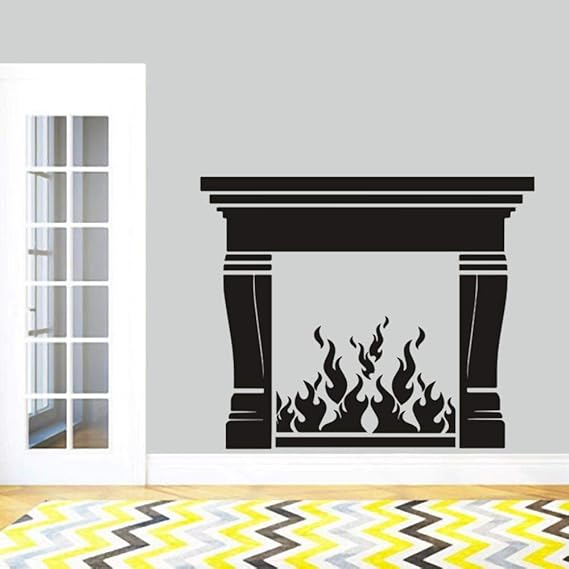 Pegatinas de pared de vinilo para chimenea, decoración de sala de estar