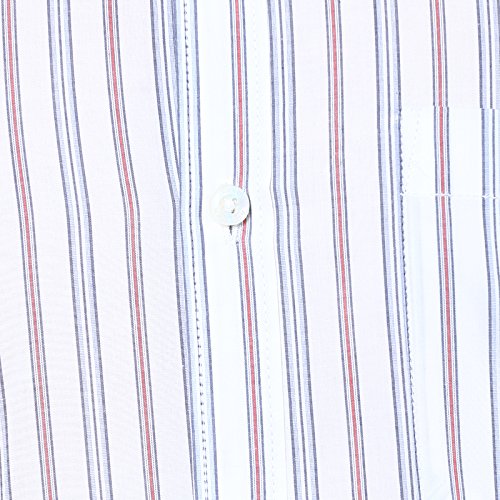 american crew men's cotton stripes shirt with pocket (white & red)