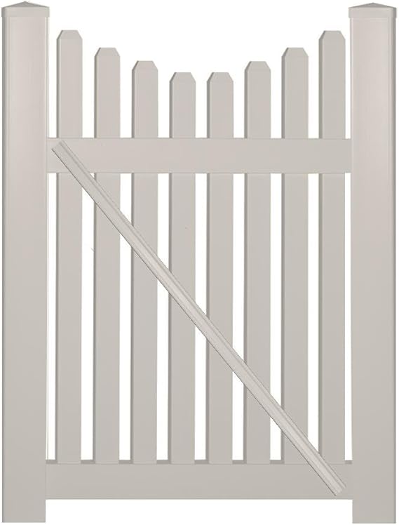 Weatherables Richmond 4 Ft W X 5 Ft H Tan Vinyl Picket Fence Gate Amazon Ca Electronics