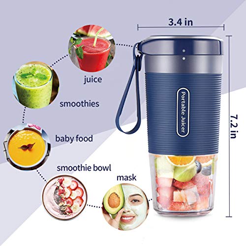 Portable Blender, Cordless Personal Blender Juicer, Mini Mixer, Waterproof Smoothie Blender With USB Rechargeable, BPA Free Tritan 300ml, Home, Office, Sports, Travel, Outdoors