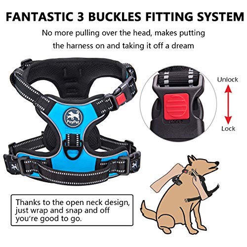 PoyPet No Pull Dog Harness, No Choke Front Lead Dog Reflective Harness