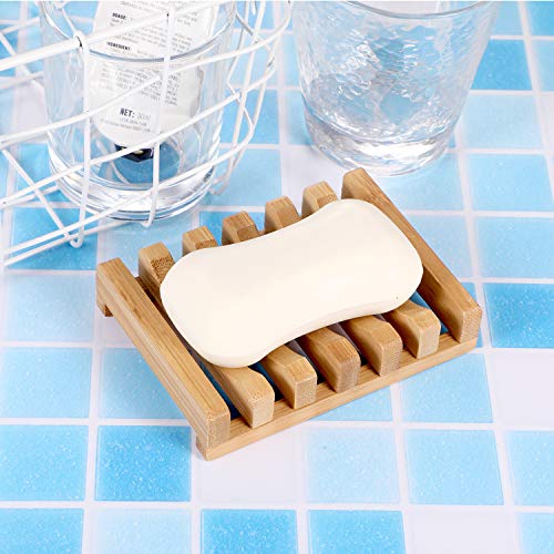 4 Pieces Wooden Soap Case Holder Natural Rectangular Wood Soap Dish