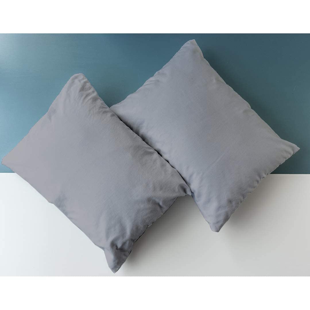 Kotton Culture Set Of 2 Pillowcases Egyptian Cotton, 600 Thread Count Envelope Closure Pillow covers King Size 50 cm X 90 cm, Soft and Breathable - Silver