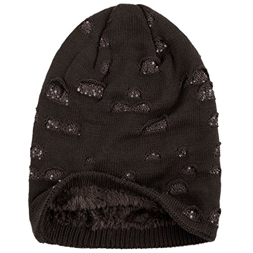 Compagno-Womens-Winter-Hat-with-Sequins-Warm-Lined-Beanie-Knitted-Hat-Cap-One-Size