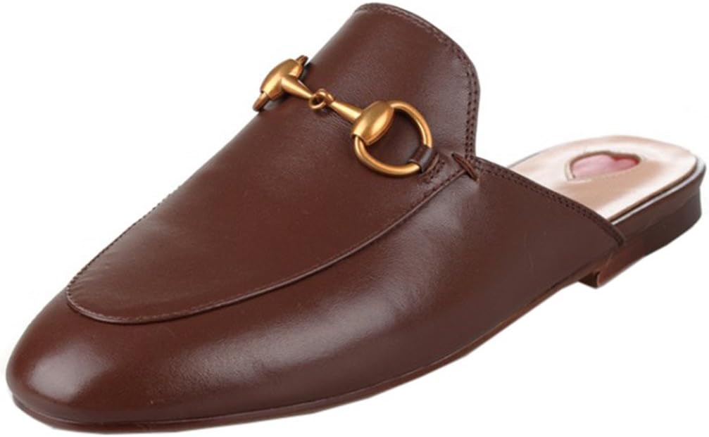 ENMARER Womens Loafers Shoes with Buckle Soft Retro Slippers Flats Round Toe