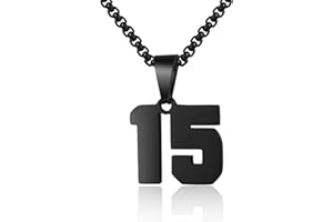SUSOOK Number Necklace for Boy Black Athletes Number Stainless Steel Chain 00-99 Number Charm Pendant Personalized Sports Jewelry for Men Basketball Baseball Football
