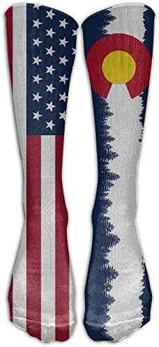Colorado Flag Treeline USA Knee High Socks Long Athletic Tube Stockings For Men&amp;Women All Sport Holiday One Size