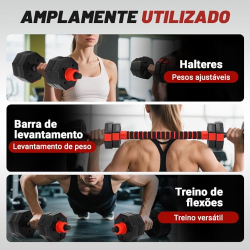 Halteres 10kg, Alteres para Musculação, Halteres 6 em 1 Alteres para Musculação, 10KG Kit com Kettlebell, Halter, Kit Alteres, Pesos para Exercícios em Casa
