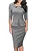 MIUSOL Women's Retro Neck Houndstooth-Print Peplum 1/2 Sleeve Formal Pencil Dress, Gray, Medium