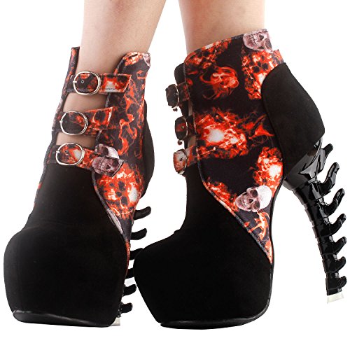 SHOW-STORY-Black-Skull-in-Fire-Strappy-Buckle-High-top-Bone-High-Heel-Platform-Ankle-BootsLF80664