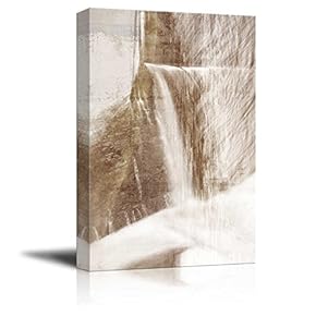 White Abstract Stripes Going in Every Direction of a Waterfall Over a Brown Texture - Canvas Art Home Art - 12x18 inches
