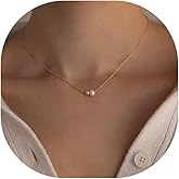 Styleeary Pearl Necklace for Women, 14K Gold Plated Dainty Pendant, Trendy Jewelry Gift