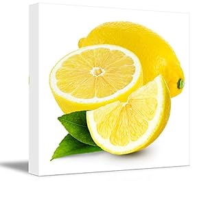 Canvas Prints Wall Art - Fresh Lemon Fruits Photograph | Modern Wall Decor/Home Decoration Stretched Gallery Canvas Wrap Giclee Print & Ready to Hang - 12" x 12"