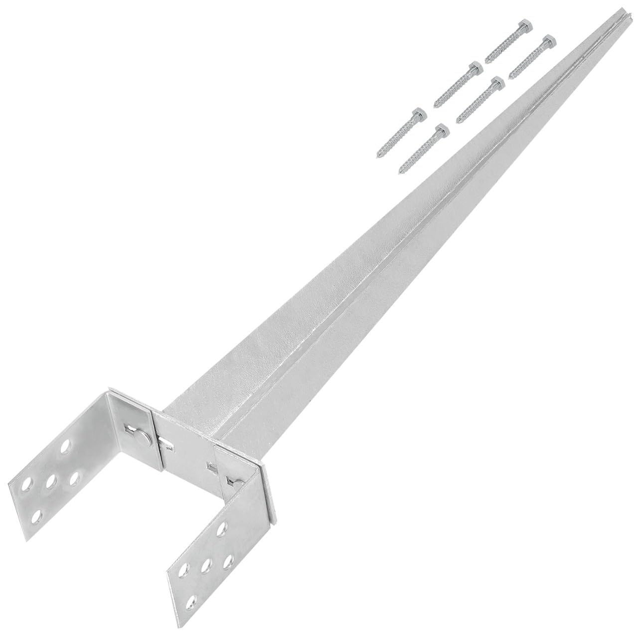 KOTARBAU® Fence Post Support - 0–160 mm (0–6.3 inches) - Galvanised Steel - 70 cm (27.6 inches) - Silver - Ground Spike - Adjustable Post Anchor - U Bracket - for Fencing Garden Construction