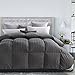 ROSECOSE Luxurious All Seasons Goose Down Comforter Queen Size Duvet Insert Gray Stripe 1200 Thread Count 750+ Fill Power 100% Cotton Shell Hypo-allergenic Down Proof with Tabs (Queen,Gray Stripe)