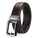 F&T Men’s Ratchet Click Belt, Holeless with Automatic Sliding Buckle (Brown)