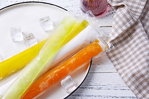 100 Pack Ice Popsicle Molds Bags, Disposable DIY Zip-Top Ice Pop Pouches for Gogurt, Ice Candy or Freeze Pops, BPAFree Freezer Tubes Maker - Comes with Funnel