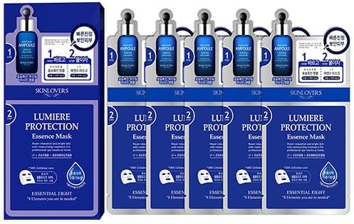 Korean Cosmetics Mask Sheet 5type, total 5pcs set whithening,anti-winkle,hydrating (Blue)