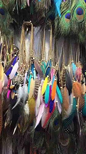 bohemian feather tassel necklace pendant simple fashion peacock exaggerated headdress wholesale (color random)