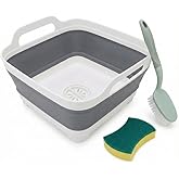 Leak-Proof Collapsible Wash Basin Kit with Brush & Sponge – Heat Resistant Portable Sink & Baby Bottle Organizer – Foldable T