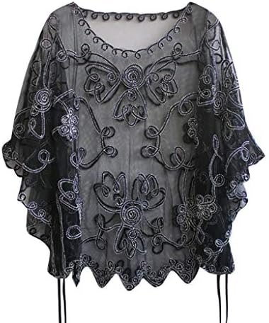 Ankola 1920s Sequin Beaded Shawl Wraps Fringed Evening Cape Scarf for Wedding