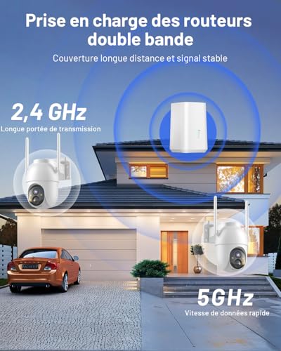 BOOPEX 2K Outdoor Surveillance Camera with Solar Battery, 2 Camera Kit with Base Station, 360° PTZ Wireless Camera with 32G Local Memory, No Charge, AI Detection, Vision