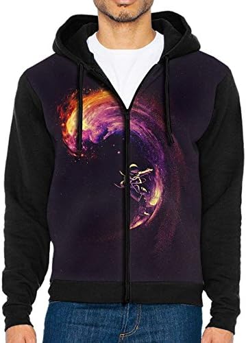 Custom Space Man Traval Men's Teens Soft Long Sleeve Full-Zip Hoodie 3D Printed Fleece Tops Sweatshirt With Kanga Pocket Small
