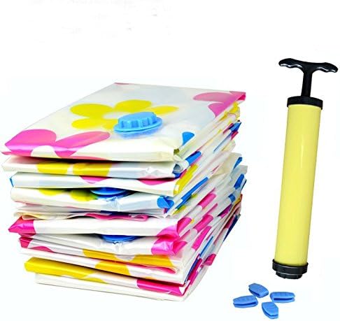 Reusable Vacuum Storage Bags Save 80% More Storage Space Durable and Reusable Travel Hand Pump Included (9 Pack)