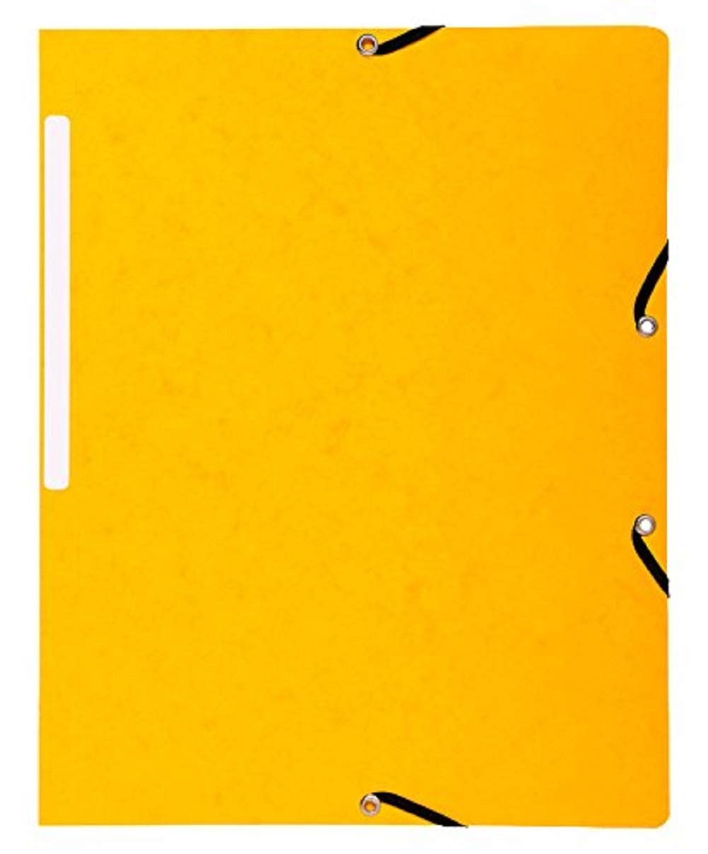 Exacompta - Ref 55419E - Elasticated Folders - Suitable for Storing A4 Documents, 355gsm Glossy Card, Spine Label, Expandable for Additional Documents - Yellow (Pack of 10)