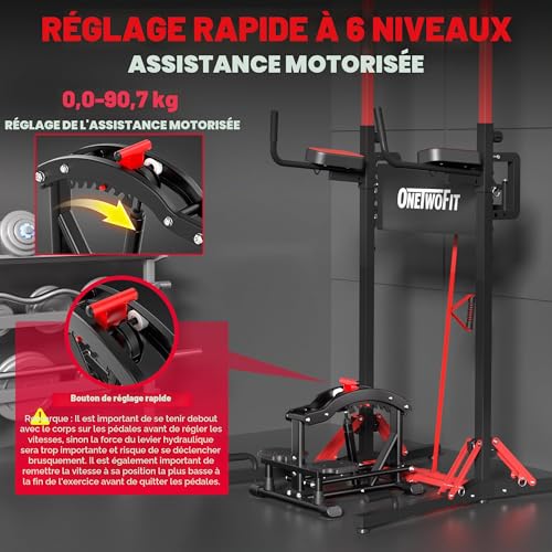 ONETWOFIT Foldable Stand Up Bar Pull Up Tower Power Tower Dip Chin Up Station Adjustable Height Multifunctional Home Gym
