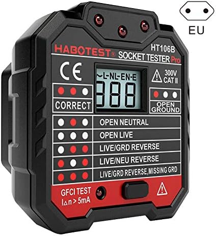 Trkee Socket Outlet Tester Circuit Polarity Voltage Wall Plug Breaker Finder with RCD/GFCI (EU Plug)