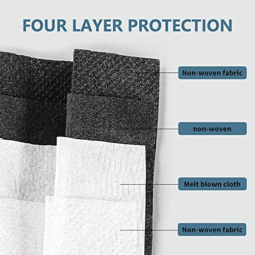 Msaaex Black Disposable Mask 4 Ply Disposable Face Masks, Mouth Cover with Adjustable Nose Wire