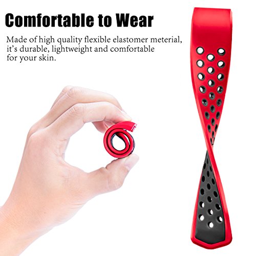 Maledan Replacement Sport Bands with Air Holes Compatible for Fitbit Charge 2, Red/Black, Small