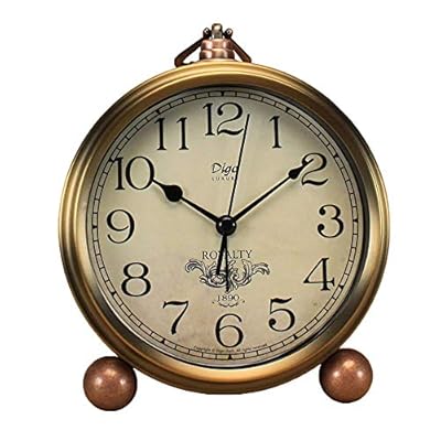 Maxspace Metal Golden Table Clock, Retro Vintage Non-Ticking Small Alarm Clock,Battery Operated Silent Quartz Movement… 51 PGhSLfPL