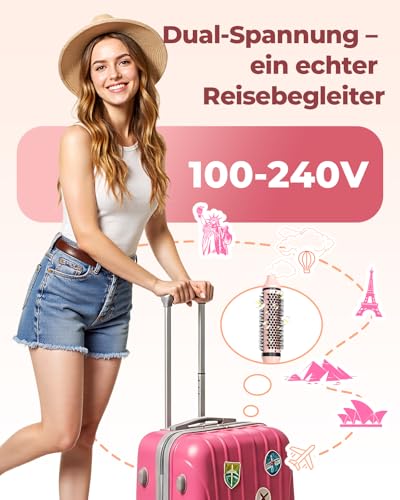 Bopcal Thermal Brush 3 in 1 - Thermobürste Rundbürste mit Digital Display, Ionische Lockenbürste Reduziert Frizz, Thermo Bürste für Glattes, Voluminöses & Lockiges Haar, Dual-Spannung C257 22