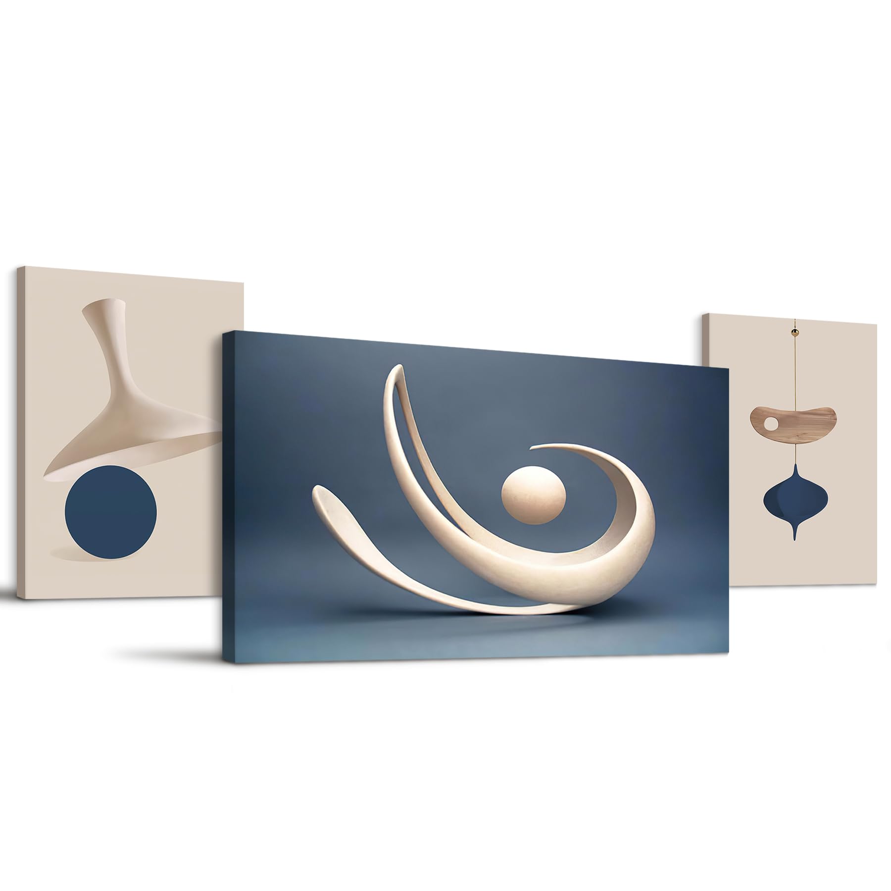 hyidecorart Wall Pictures Living Room Abstract Art Modern Canvas Pictures Morandi Blue Art Prints Wall Decoration for Bedroom Kitchen Dining Room Bathroom and Office — image 1