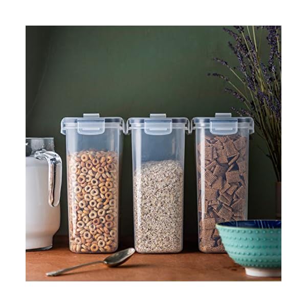 Cereal-Storage-Containers--3Pcs-Set-Plastic-Food-Storage-Containers--Practical-Cereal-Dispenser--Food-Grade-and-BPA-Free--Durable-and-Easy-to-Use--Ideal-for-Cornflakes-Flour-Storage nuovva Cereal Storage Containers – 3Pcs Set Plastic Food Storage Containers – Practical Cereal Dispenser – Food Grade…