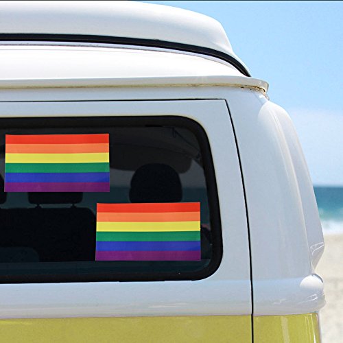 BleuMoo 2Pcs Rainbow Flag Car Bumper Sticker Window Sticker Decal 6.5x11.5 cm