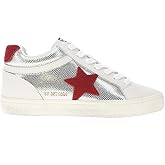 VINTAGE HAVANA Womens Bounce Metallic Lace Up Sneakers Shoes Casual - Red, Silver, White 7