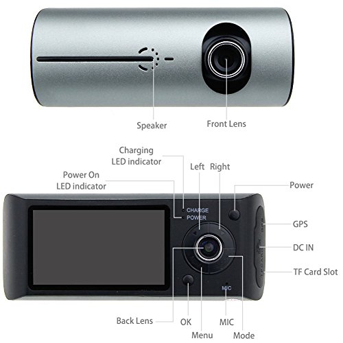 Awolf Dual Lens Dash Cam,2.7" Car DVR Vehicle Camera Video Recorder Car Camera with GPS Module G-Sensor - Thumbnail 5