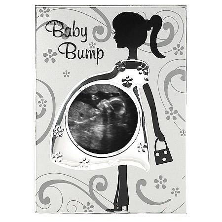 Malden International Designs Baby Bump Metal Baby Memories Picture Frame, 3x3, Silver