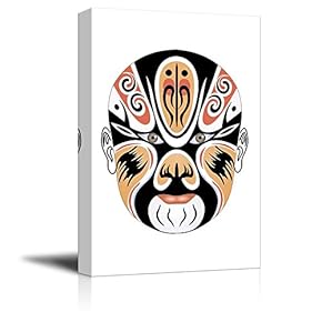 Canvas Prints Wall Art - Chinese Peking Opera Makeup Traditional Face Changing Mask | Creative Wall Art Ready to Hang - 12" x 18"