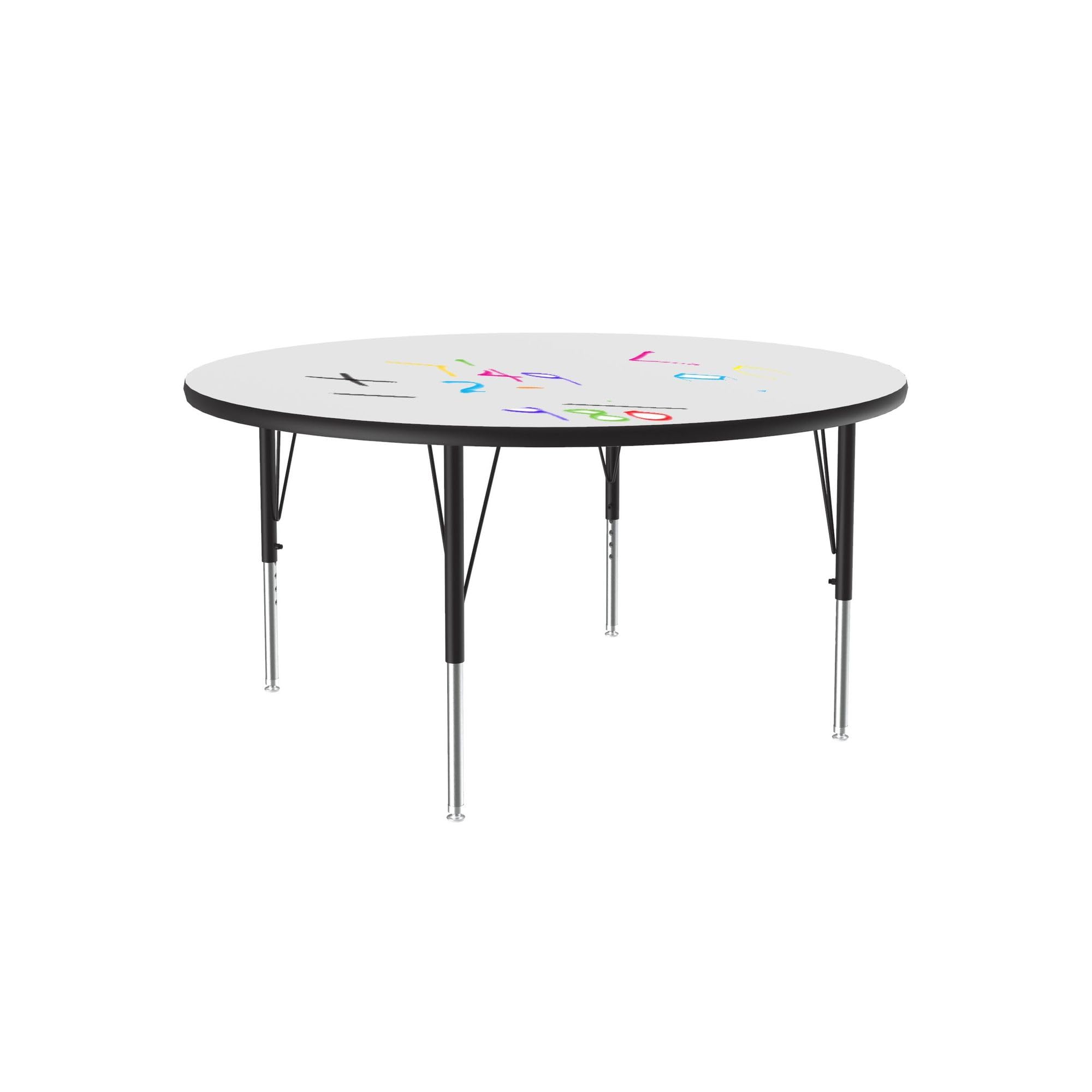 Photo 1 of *MISSING LEGS *****
48" Round, Classroom Dry Erase/Markerboard Top Activity Table, Height Adjustable (19"-29), White Durable High Pressure Laminate, School Furniture, Made in The USA